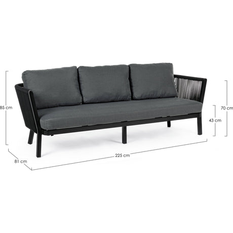 Outdoor Sofa 3 Plätze mit Kissen Makatea Schwarz XK04 - ZEN ZONE