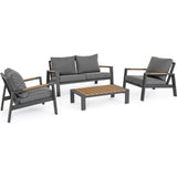 Outdoor Lounge 4er Set Einar mit Kissen Anthrazit SJ61 - ZEN ZONE