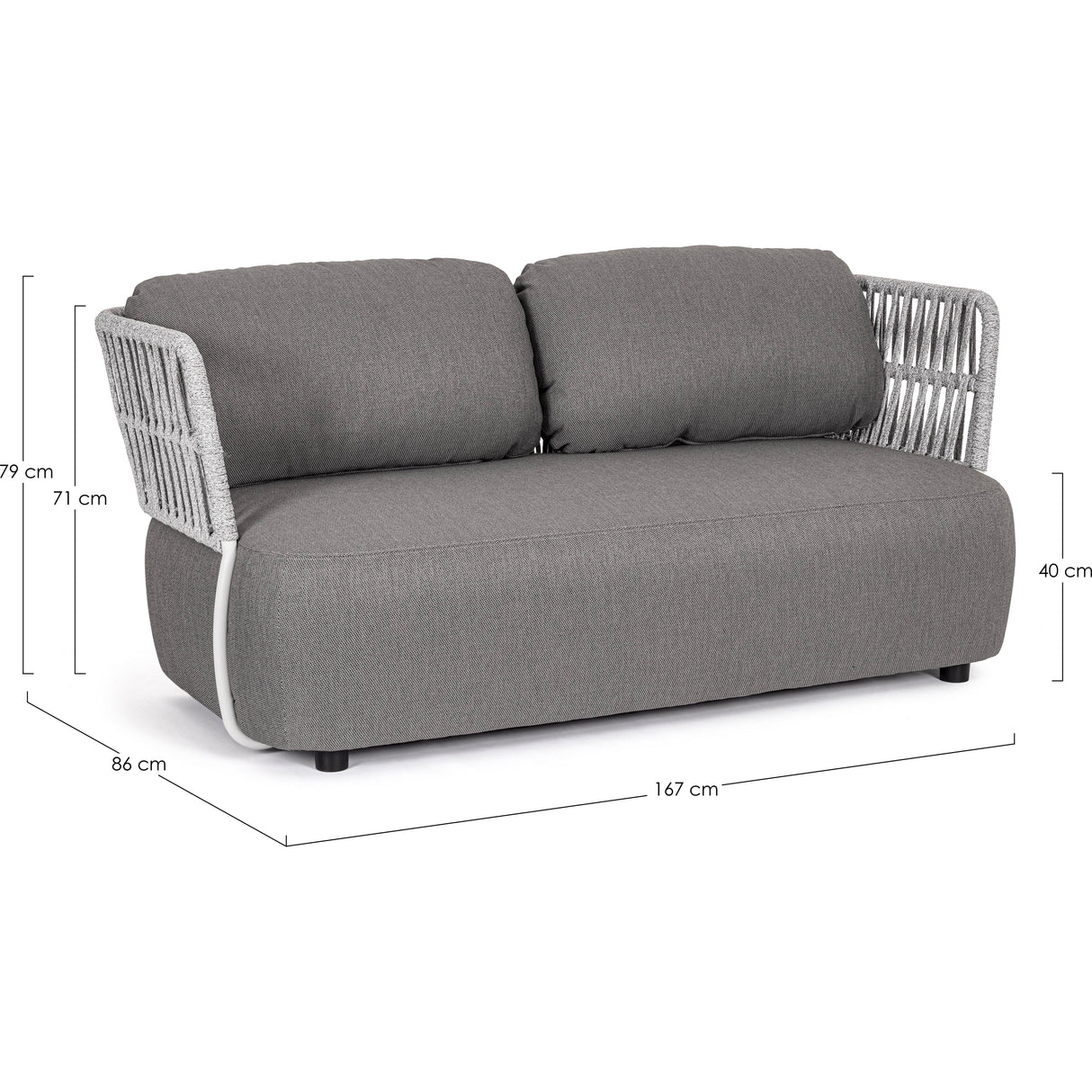 Outdoor Sofa 2 Plätze mit Kissen Palmer Weiß/Grau - ZEN ZONE