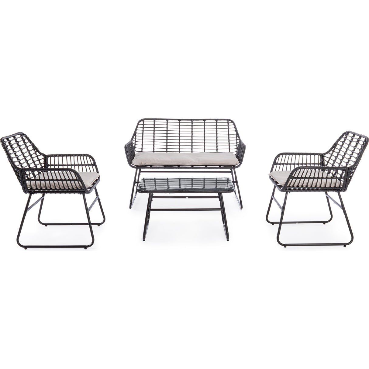 Outdoor Lounge Set 4er mit Kissen Burrel Schwarz - ZEN ZONE