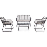 Outdoor Lounge Set 4er mit Kissen Burrel Schwarz - ZEN ZONE