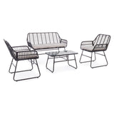 Outdoor Lounge Set 4er mit Kissen Burrel Schwarz - ZEN ZONE