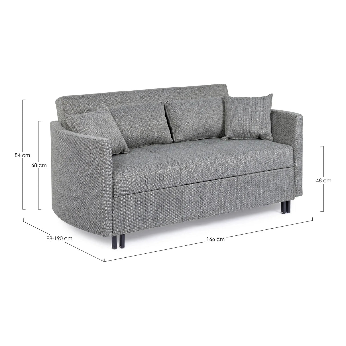 Bettsofa Clayton mit Kissen Schwarz-Grau - ZEN ZONE