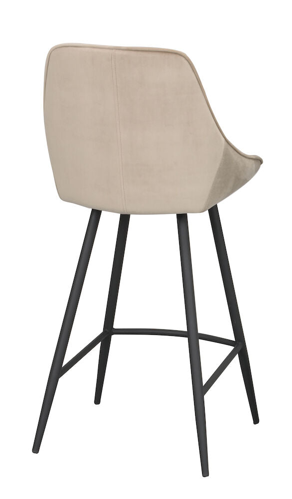 SIERRA Barhocker Samt Beige/schwarz 46x55x97cm - ZEN ZONE Furniture