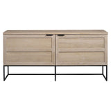 EVERETT Sideboard Weiß pigmentiert/Schwarz 160x41x75cm - ZEN ZONE Furniture