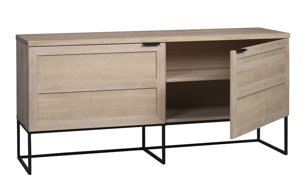 EVERETT Sideboard Weiß pigmentiert/Schwarz 160x41x75cm - ZEN ZONE Furniture