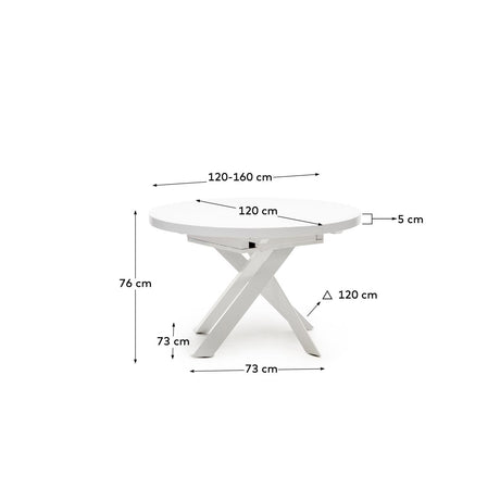 Vashti Ausziehtisch Weiss Ø 120 x 120 oder 160 cm - ZEN ZONE