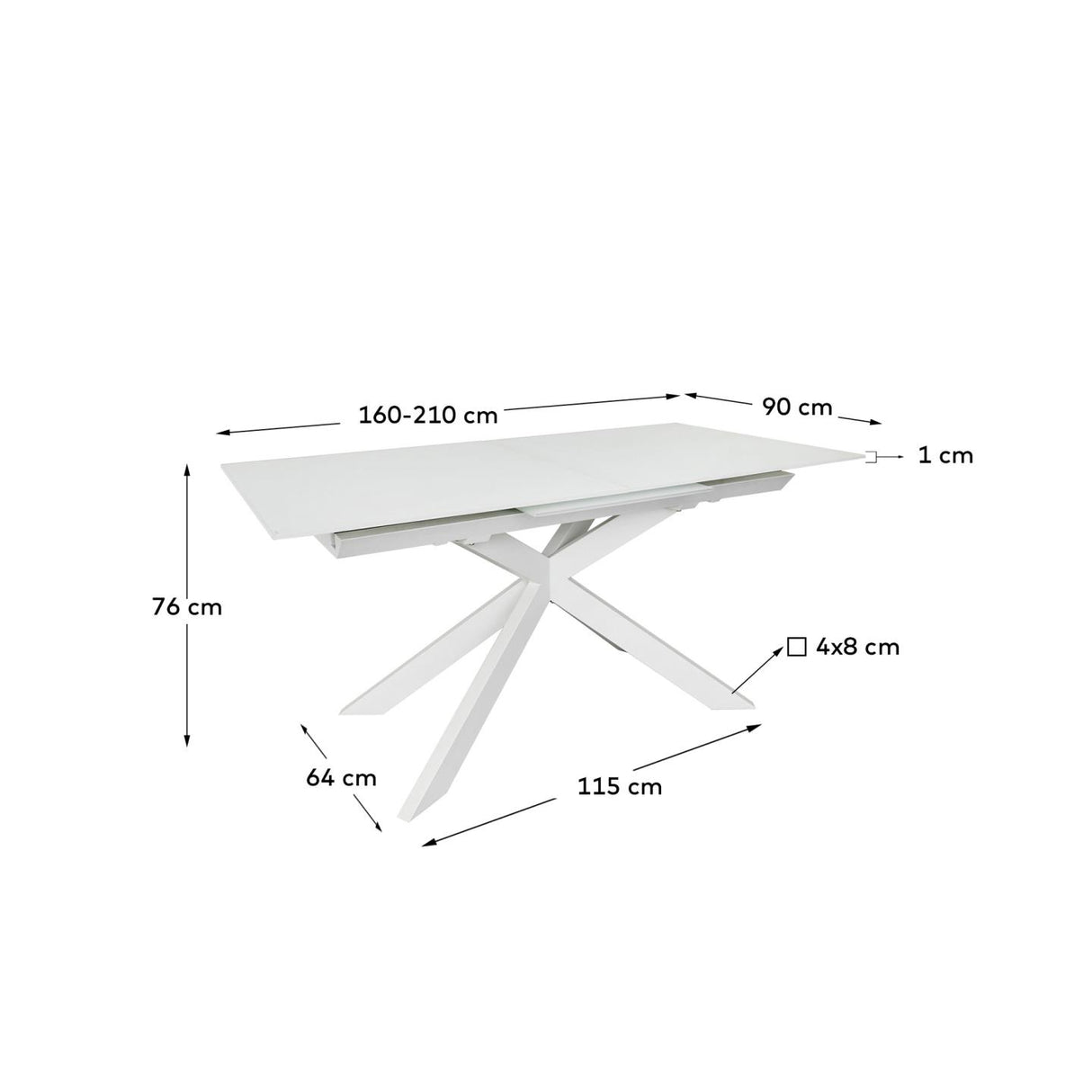 Atminda Ausziehtisch Weiss 160 (210) x 90 cm - ZEN ZONE