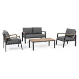 Outdoor Lounge-Set 4 Belmar mit Kissen Natural/Anthrazit YK1 - ZEN ZONE