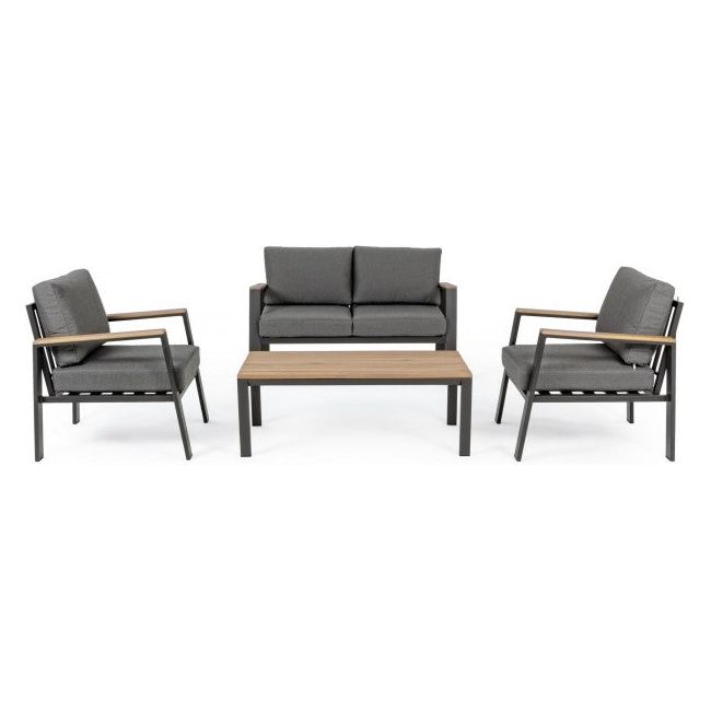 Outdoor Lounge-Set 4 Belmar mit Kissen Natural/Anthrazit YK1 - ZEN ZONE