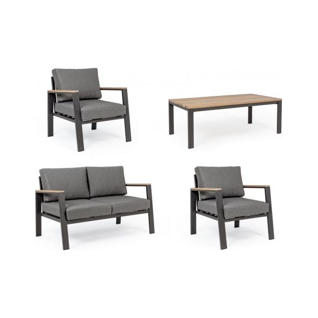 Outdoor Lounge-Set 4 Belmar mit Kissen Natural/Anthrazit YK1 - ZEN ZONE