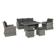 Outdoor Sitzgruppe 6er Set Ariel mit Kissen Grau - ZEN ZONE