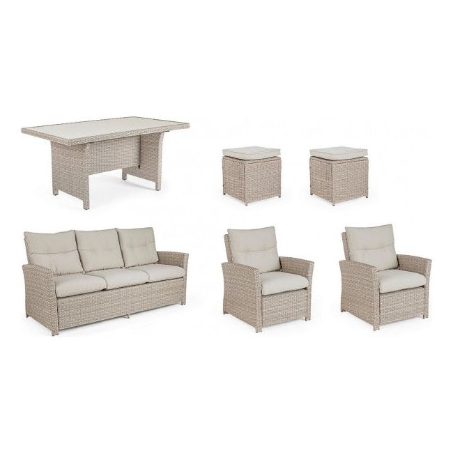 Outdoor Sitzgruppe 6er Set Ariel mit Kissen Natural - ZEN ZONE