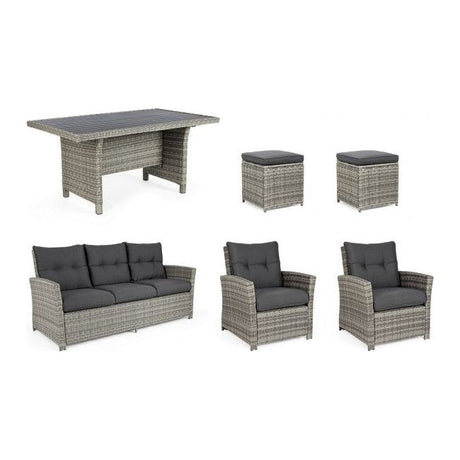 Outdoor Sitzgruppe 6er Set Ariel mit Kissen Grau - ZEN ZONE