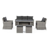 Outdoor Sitzgruppe 6er Set Ariel mit Kissen Grau - ZEN ZONE