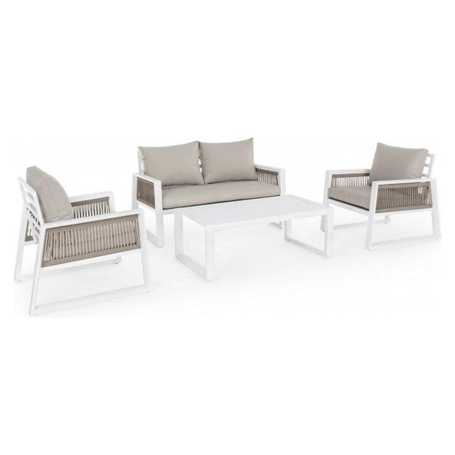 Outdoor Lounge 4er Set mit Kissen Captiva Weiß LH30 - ZEN ZONE