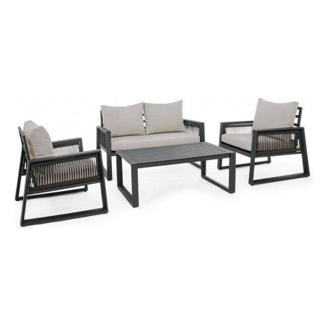 Outdoor Lounge 4er Set mit Kissen Captiva Anthrazit - ZEN ZONE