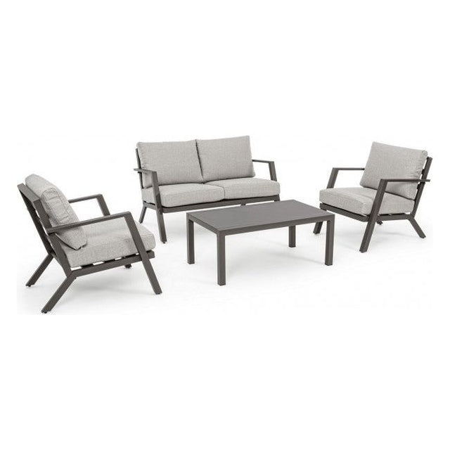 Outdoor Lounge 4er Set Harlem mit Kissen Coffee YK14 - ZEN ZONE