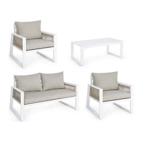 Outdoor Lounge 4er Set mit Kissen Captiva Weiß LH30 - ZEN ZONE