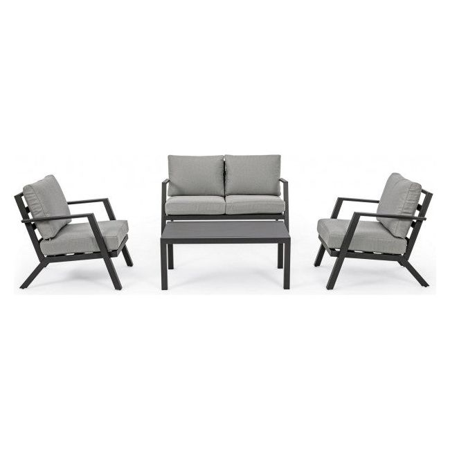 Outdoor Lounge 4er Set Harley mit Kissen Anthrazit YK13 - ZEN ZONE