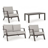 Outdoor Lounge 4er Set Harlem mit Kissen Coffee YK14 - ZEN ZONE