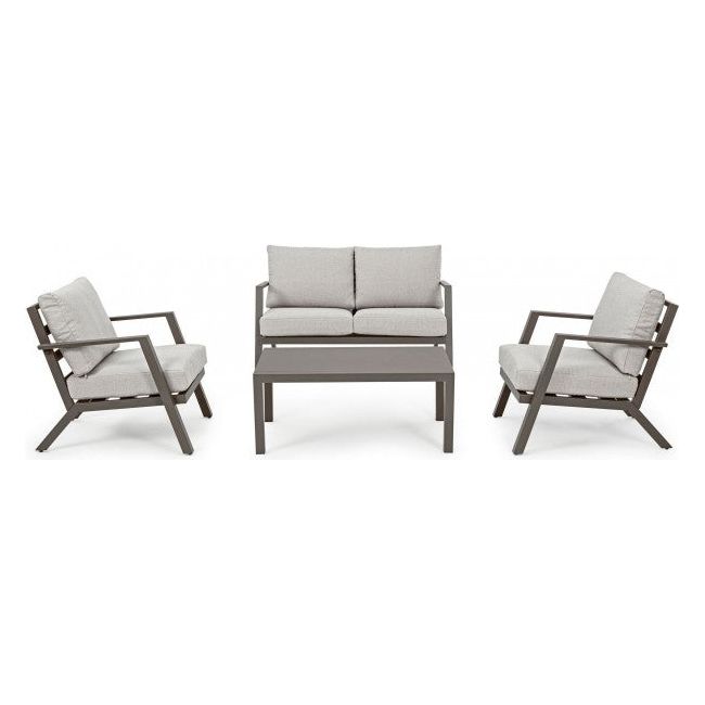 Outdoor Lounge 4er Set Harlem mit Kissen Coffee YK14 - ZEN ZONE