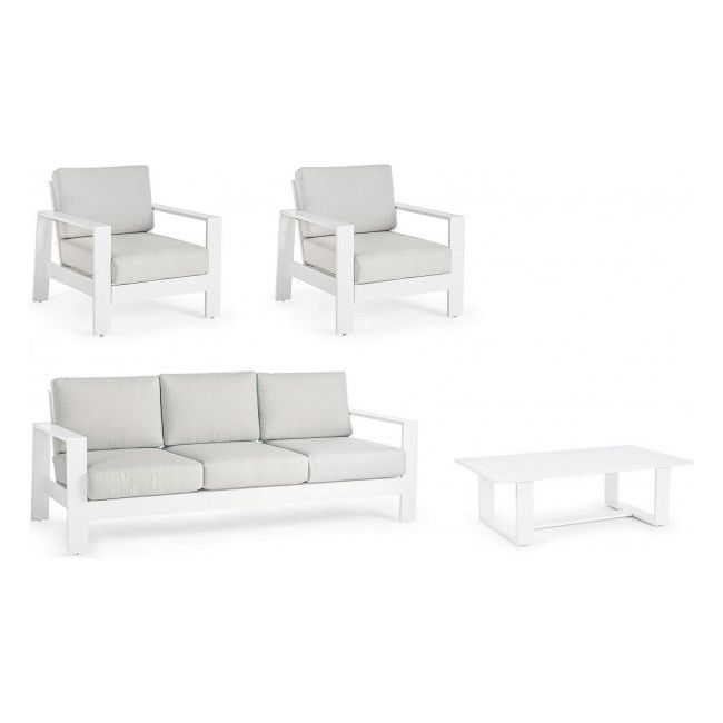 Outdoor Lounge 4er Set Baltic mit Kissen Weiß YK11 - ZEN ZONE