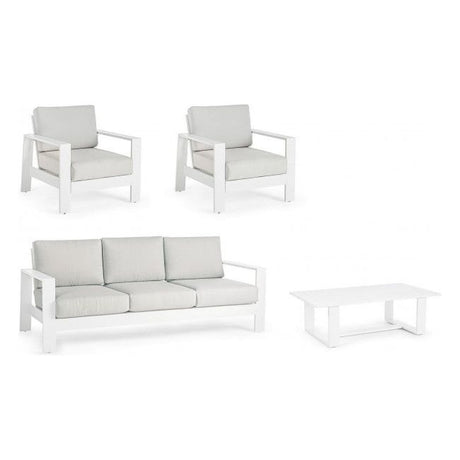 Outdoor Lounge 4er Set Baltic mit Kissen Weiß YK11 - ZEN ZONE