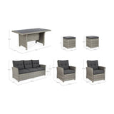 Outdoor Sitzgruppe 6er Set Ariel mit Kissen Grau - ZEN ZONE