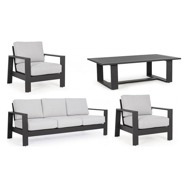 Outdoor Lounge 4er Set Baltic mit Kissen Anthrazit YK13 - ZEN ZONE