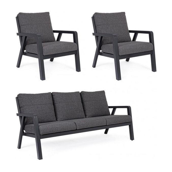 Outdoor Lounge-Set Truman 3er Set mit Kissen Anthrazit JX55 - ZEN ZONE