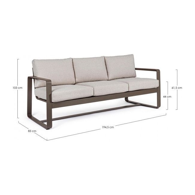 Outdoor Merrigan 3 Plätze Sofa mit Kissen Coffee YK14 - ZEN ZONE