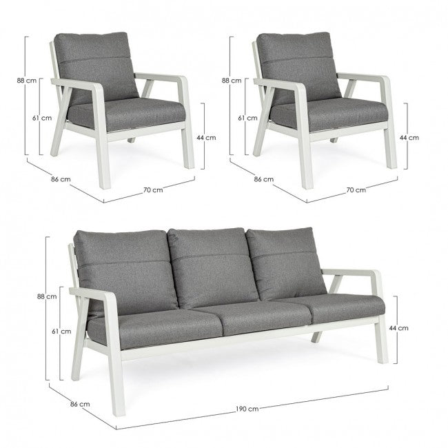 Outdoor Lounge-Set Truman 3er Set mit Kissen Lunar - ZEN ZONE