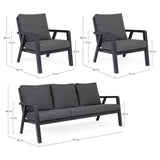 Outdoor Lounge-Set Truman 3er Set mit Kissen Anthrazit JX55 - ZEN ZONE