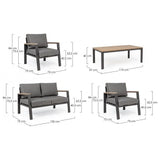 Outdoor Lounge-Set 4 Belmar mit Kissen Natural/Anthrazit YK1 - ZEN ZONE