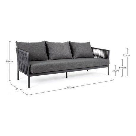 Outdoor Sofa 3er Platz mit Kissen Florencia Anthrazit WG21 - ZEN ZONE