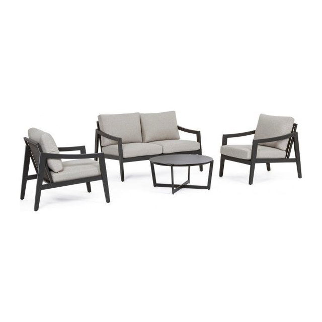 Outdoor Lounge 4er Set mit Kissen Sirenus Anthrazit YK13 - ZEN ZONE