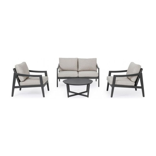 Outdoor Lounge 4er Set mit Kissen Sirenus Anthrazit YK13 - ZEN ZONE