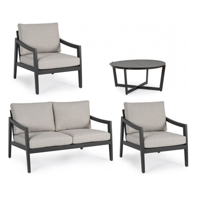 Outdoor Lounge 4er Set mit Kissen Sirenus Anthrazit YK13 - ZEN ZONE