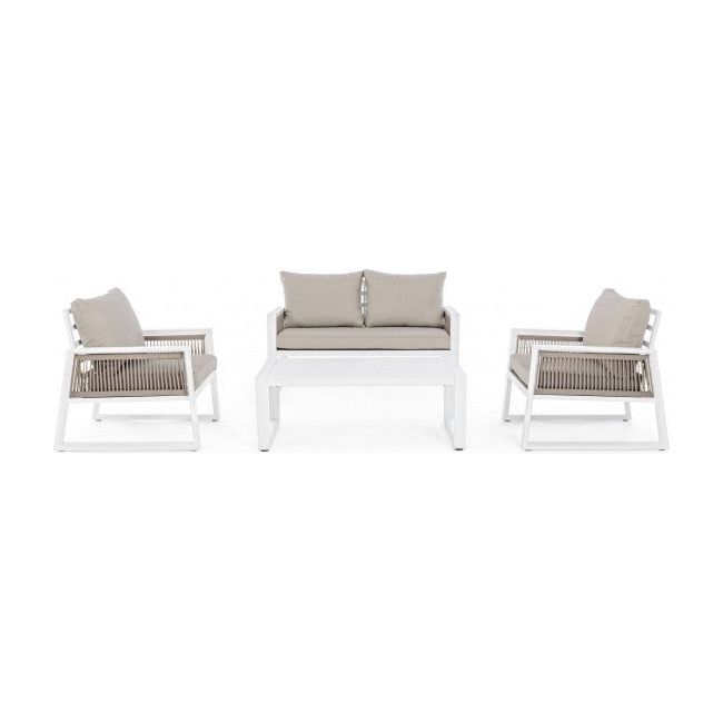 Outdoor Lounge 4er Set mit Kissen Captiva Weiß LH30 - ZEN ZONE