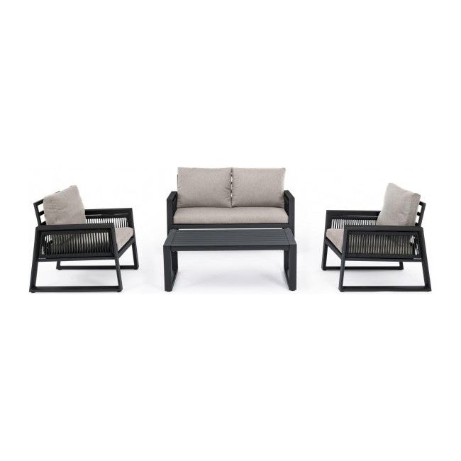 Outdoor Lounge 4er Set mit Kissen Captiva Anthrazit - ZEN ZONE