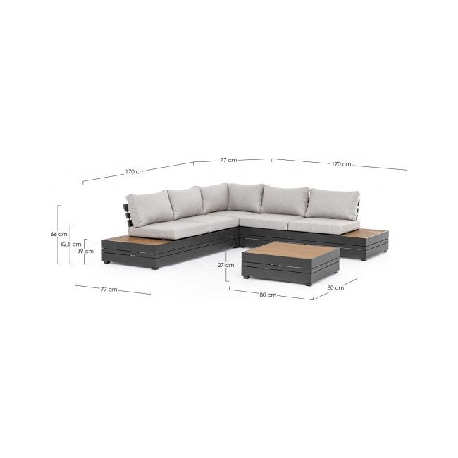 Outdoor Lounge mit Kissen Osten Anthrazit SJ61 - ZEN ZONE