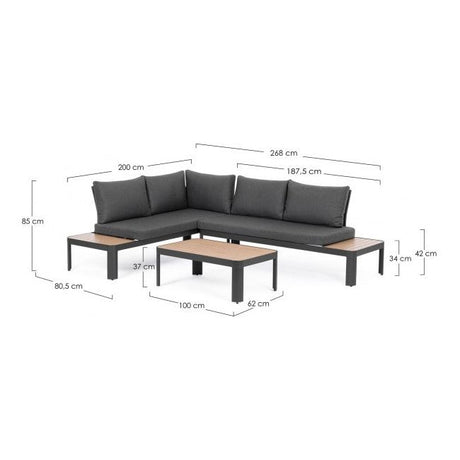 Outdoor Lounge mit Kissen Narelle Anthrazit YK13 - ZEN ZONE