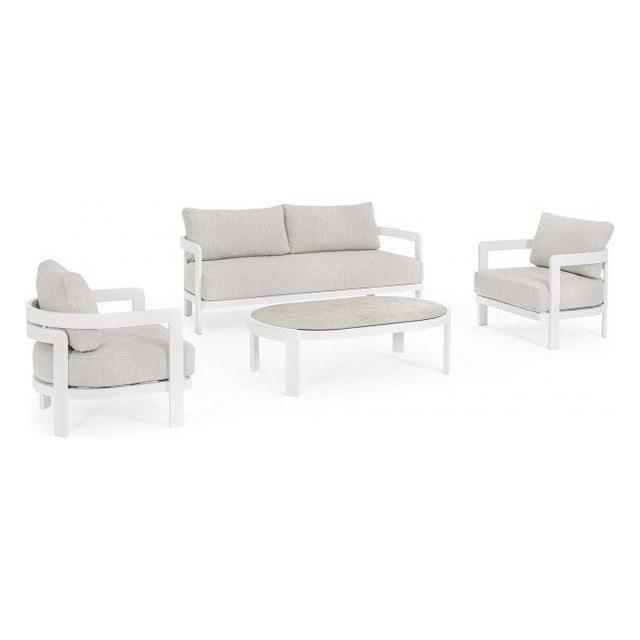 Outdoor Lounge Set 4er mit Kissen Presley Weiß WG20 - ZEN ZONE