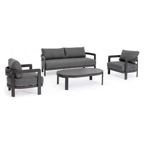 Outdoor Lounge Set 4er mit Kissen Presley Anthrazit WG21 - ZEN ZONE