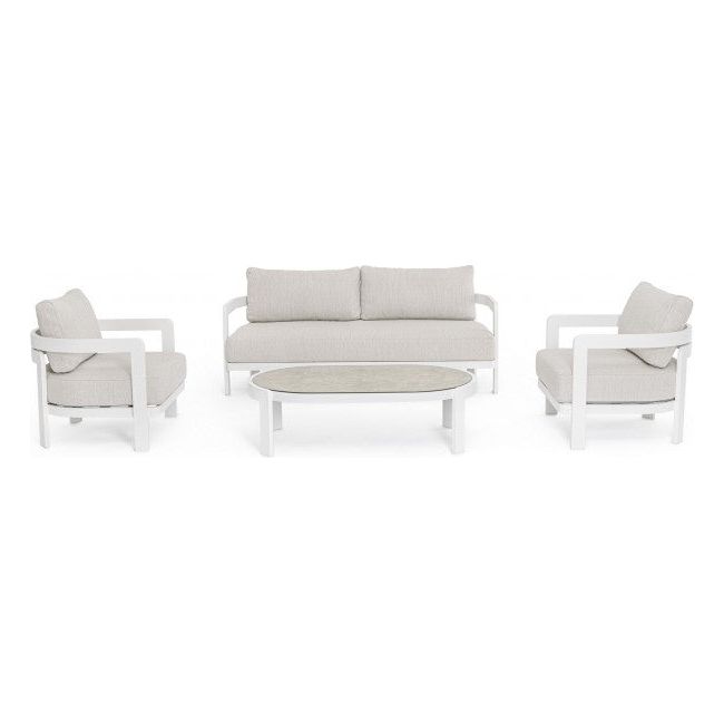 Outdoor Lounge Set 4er mit Kissen Presley Weiß WG20 - ZEN ZONE