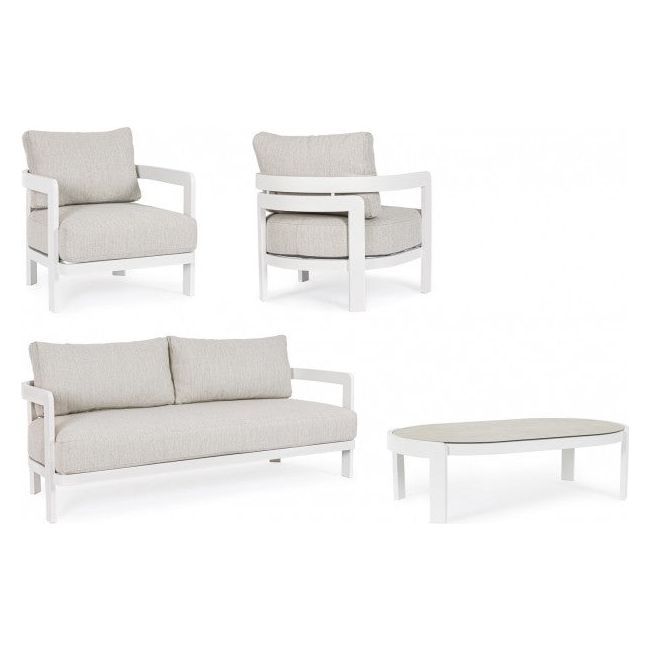 Outdoor Lounge Set 4er mit Kissen Presley Weiß WG20 - ZEN ZONE