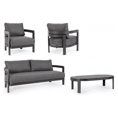 Outdoor Lounge Set 4er mit Kissen Presley Anthrazit WG21 - ZEN ZONE