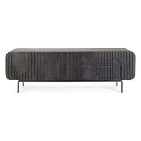 TV Sideboard mit 3 Türen und 2 Schubladen Orissa Schwarz - ZEN ZONE