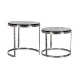 2er Set Couchtisch Zayla Nickel rund - ZEN ZONE